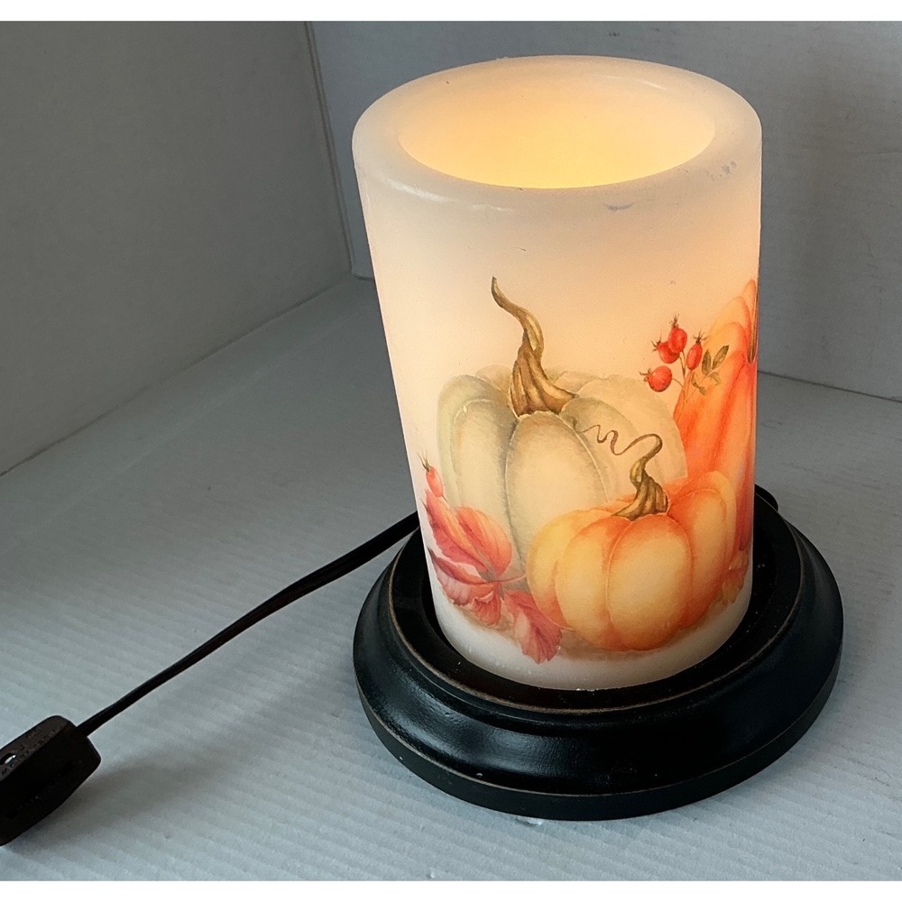 CR Designs LastingLite Electric Wax Candle Lamp Autumn Pumpkin Harvest Deco 6.5"